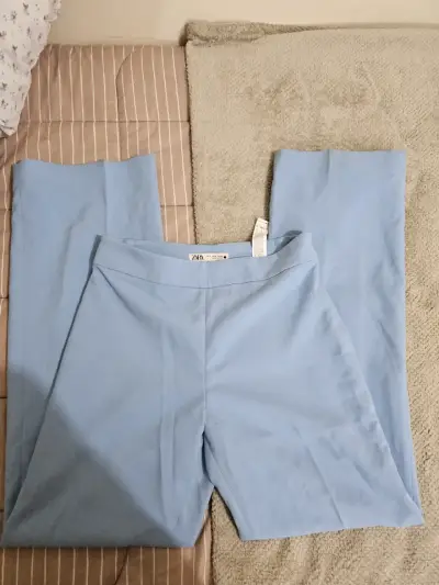 Pantalones palazzo celestes para mujer - miniatura 2