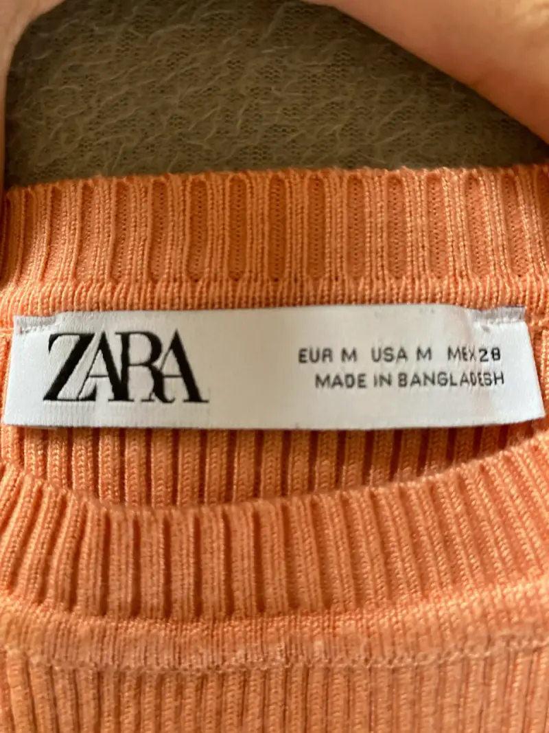 Polera sin mangas de canalé color salmón Zara - 2