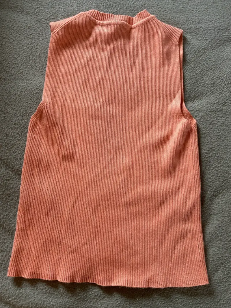 Polera sin mangas de canalé color salmón Zara - 3