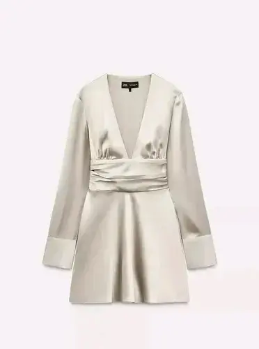 Vestido corto satinado beige Zara - 1