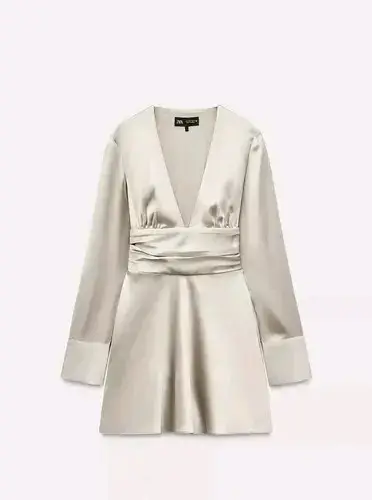 Vestido corto satinado beige Zara - miniatura 1