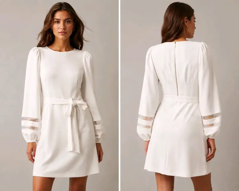 Vestido blanco elegante Calvin Klein con lazo - 1