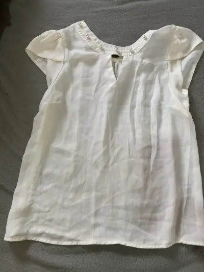 Blusa blanca con perlas, María Pura, talla M - miniatura 1