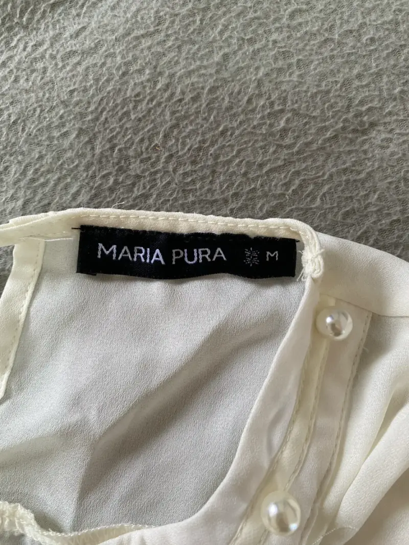 Blusa blanca con perlas, María Pura, talla M - 2