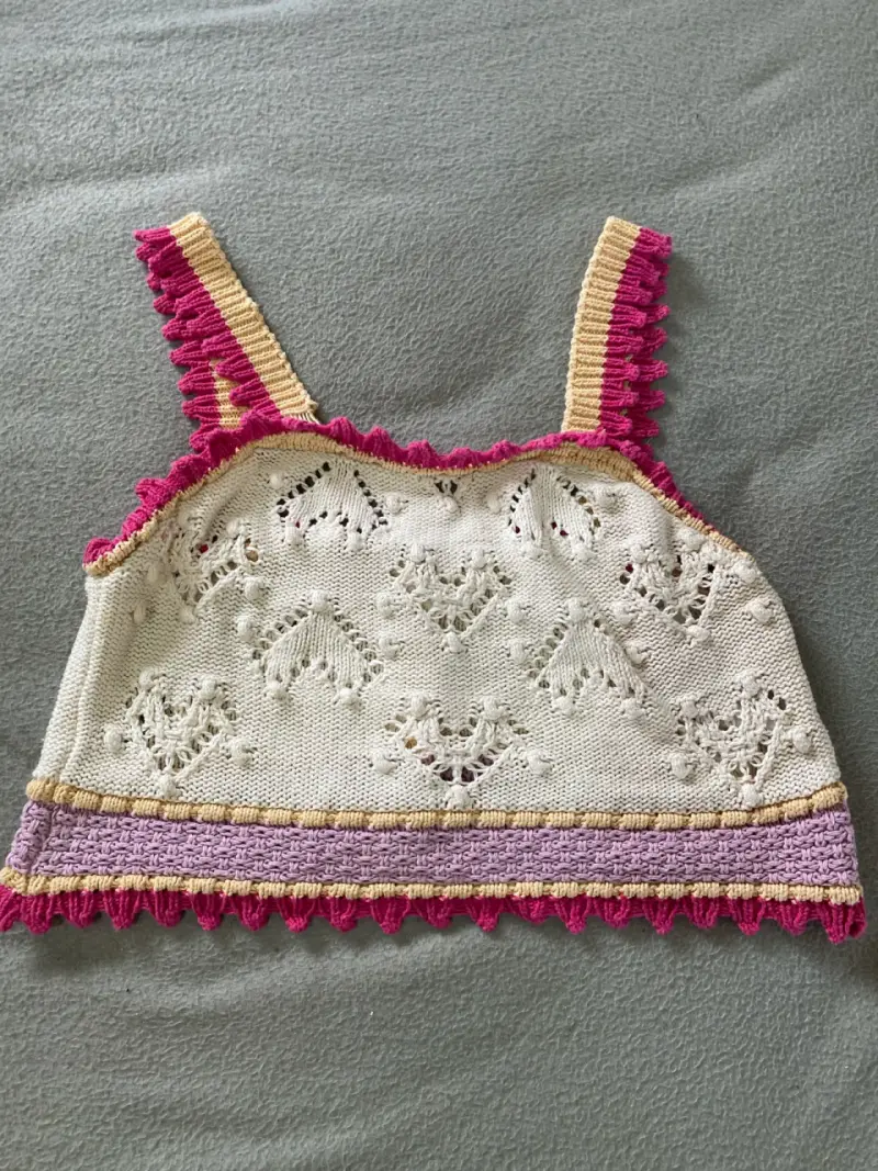 Top tejido de tirantes multicolor Zara, talla S - 3