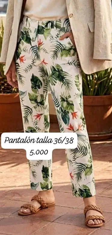 Pantalones estampados tropicales para mujer 36/38