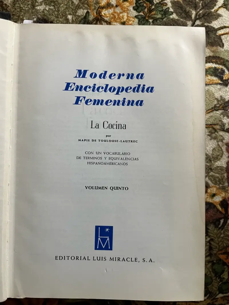 Moderna Enciclopedia Femenina Volumen Quinto Cocina