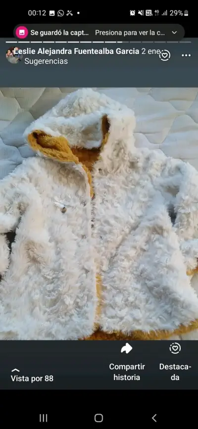 Abrigo reversible para niña color mostaza y blanco - miniatura 2