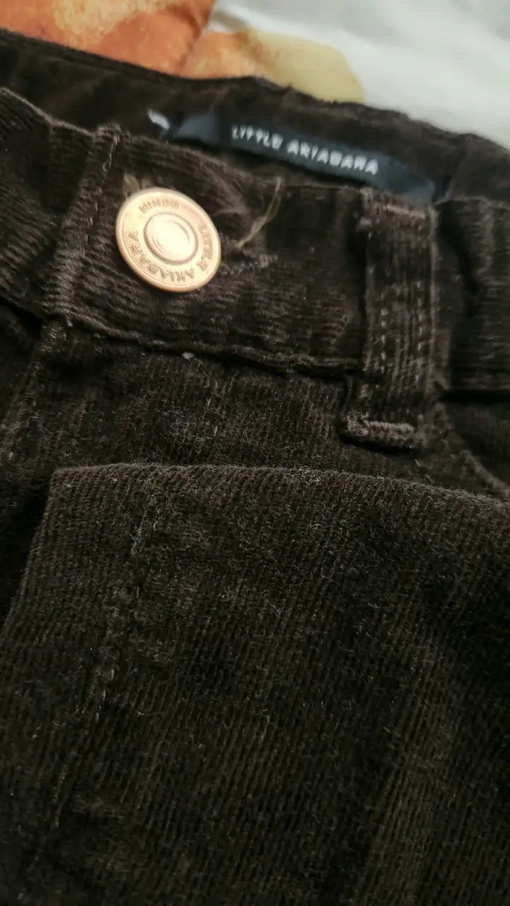Pantalon cotelé marrón para niña Little Akiabara - 1