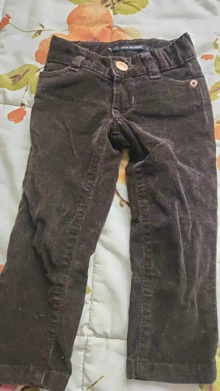 Pantalon cotelé marrón para niña Little Akiabara - 3