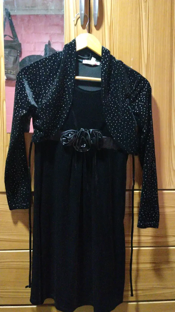 Vestido negro con bolero para niña - 1