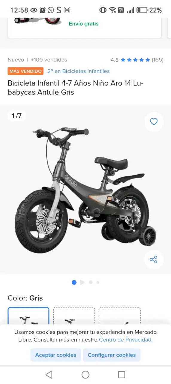 Bicicleta infantil Antule gris con ruedas de apoyo - 4