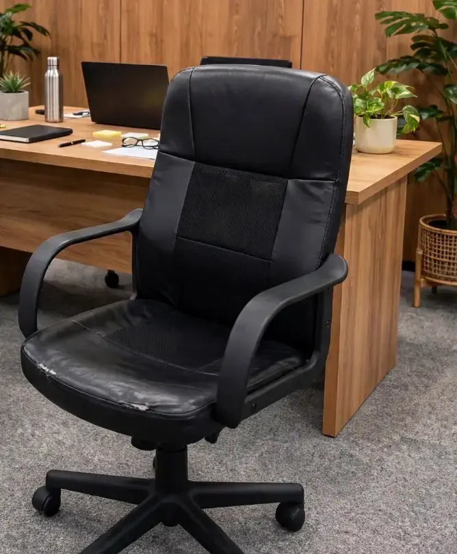Silla de Oficina Giratoria Negra en Buen Estado
