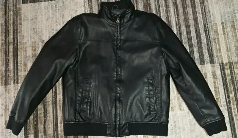 Chaqueta ecocuero negra para hombre - 1