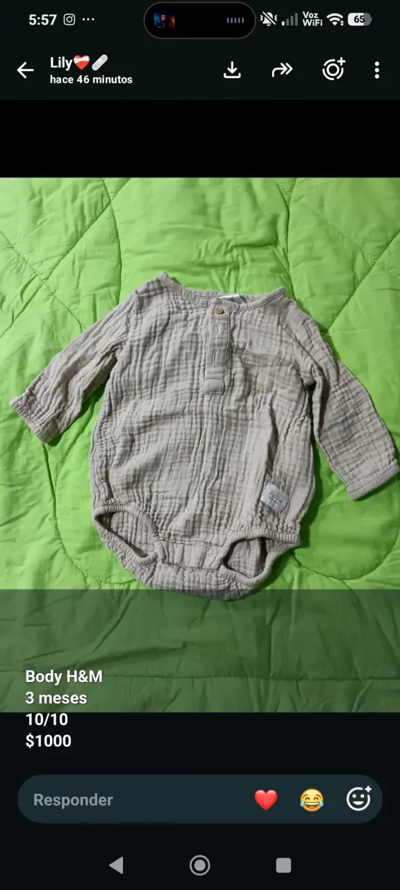 Body de bebé H&M 3 meses beige