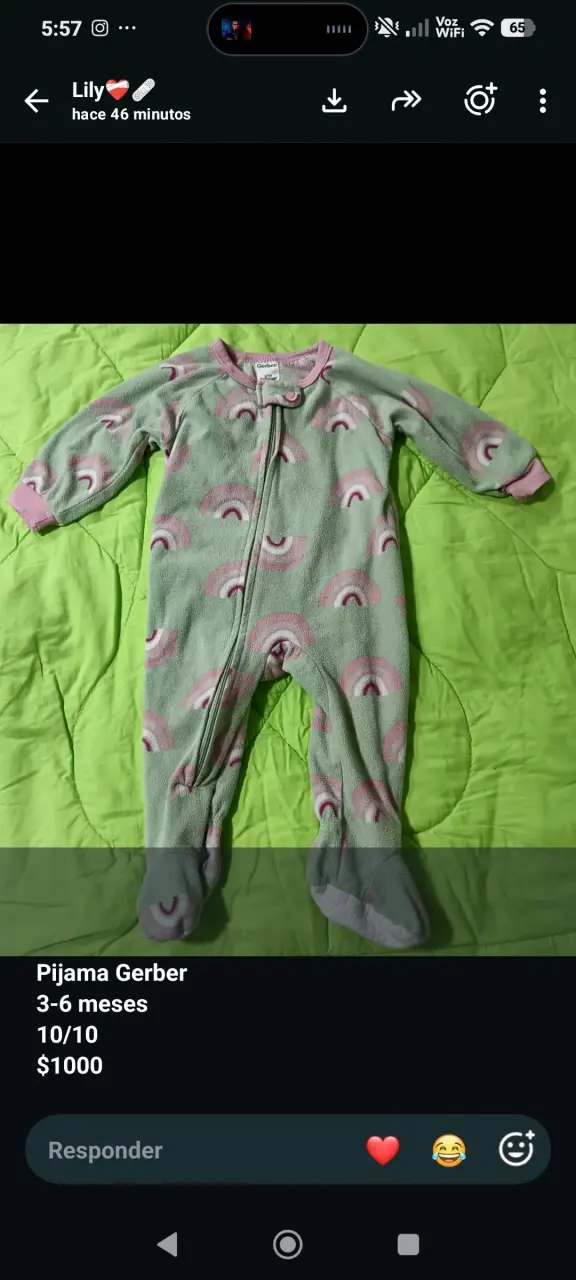 Pijama de bebé Gerber 3-6 meses con arcoíris