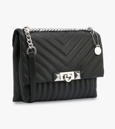 Cartera aldo negra con cadena y diseño acolchado - miniatura 1