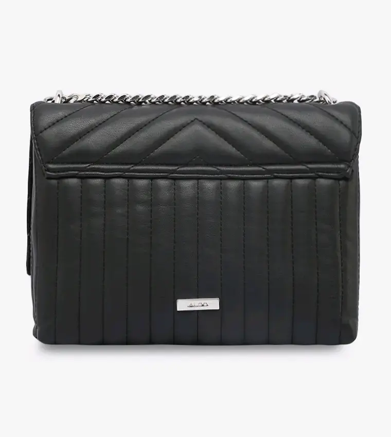 Cartera aldo negra con cadena y diseño acolchado - 2