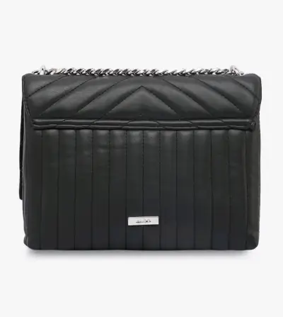 Cartera aldo negra con cadena y diseño acolchado - miniatura 2