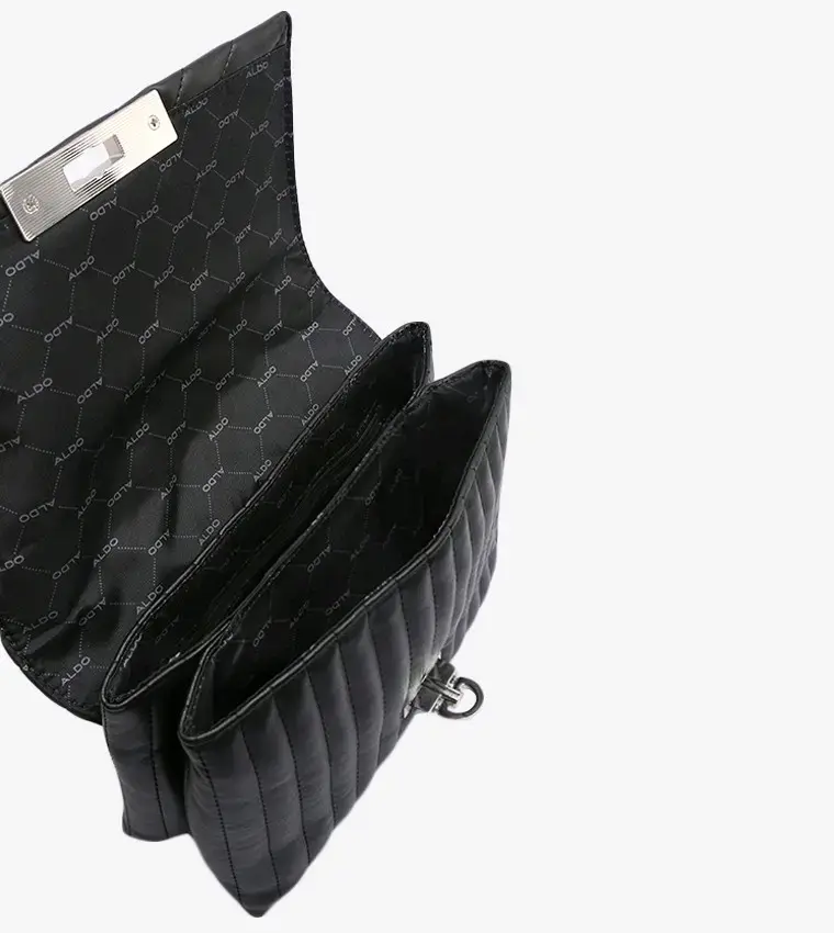 Cartera aldo negra con cadena y diseño acolchado - 3