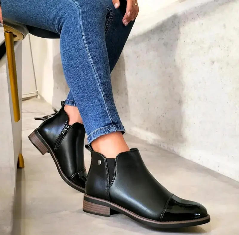 Botines negros de ecuero para mujer