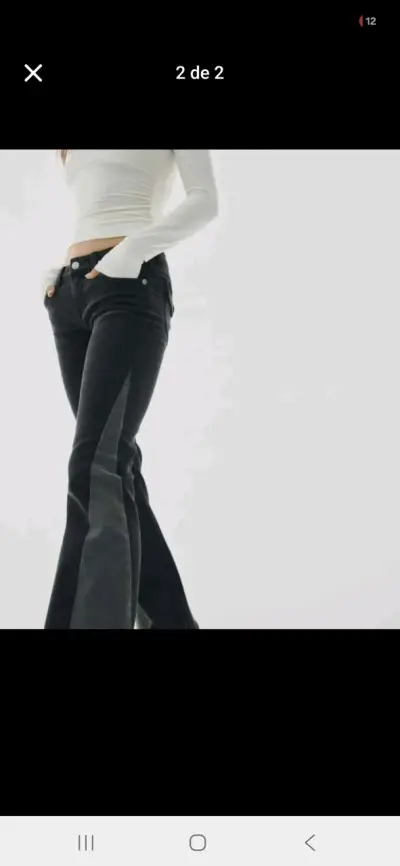 Pantalones acampanados negros para mujer - miniatura 2