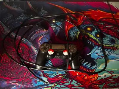 PlayStation 4 con control, juegos y cables - miniatura 4