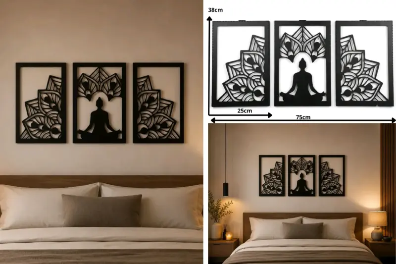 Cuadro Decorativo Tríptico con Diseño de Buda