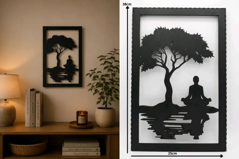 Cuadro Decorativo Meditación Silueta Árbol