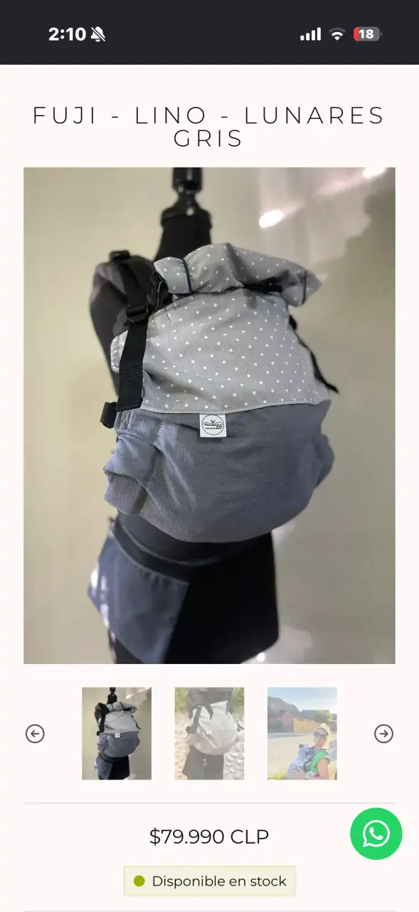 Mochila portabebés gris con lunares - 2