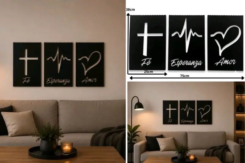 Set de Cuadros Decorativos Fe Esperanza Amor