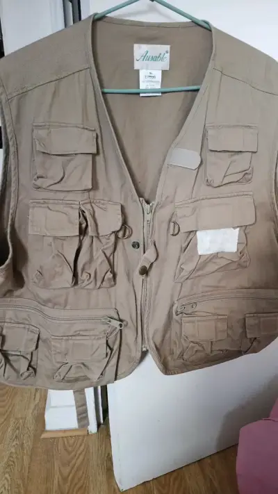 Chaleco de pesca beige con múltiples bolsillos Ausable - miniatura 1