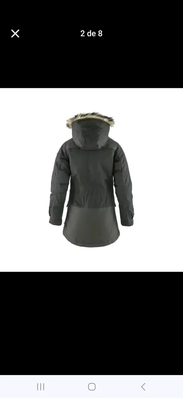 Parka negra con capucha de piel sintética - 2