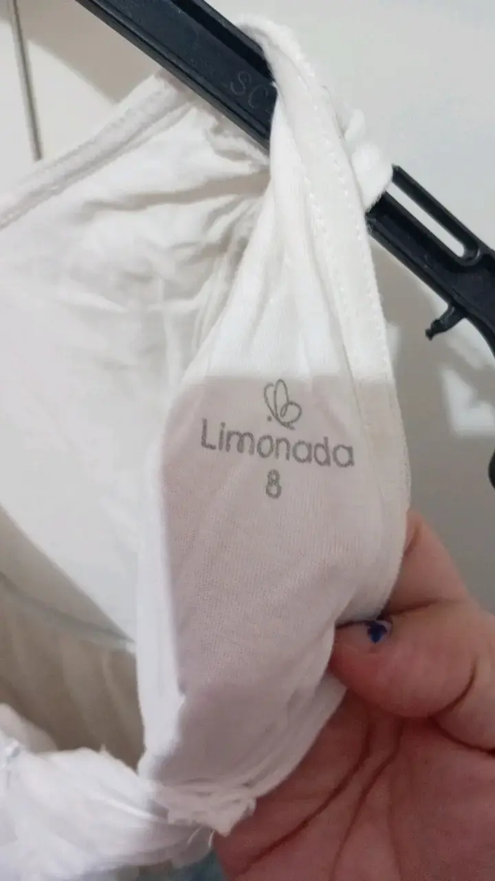 Vestido blanco de niña con cinturón celeste Limonada - 3