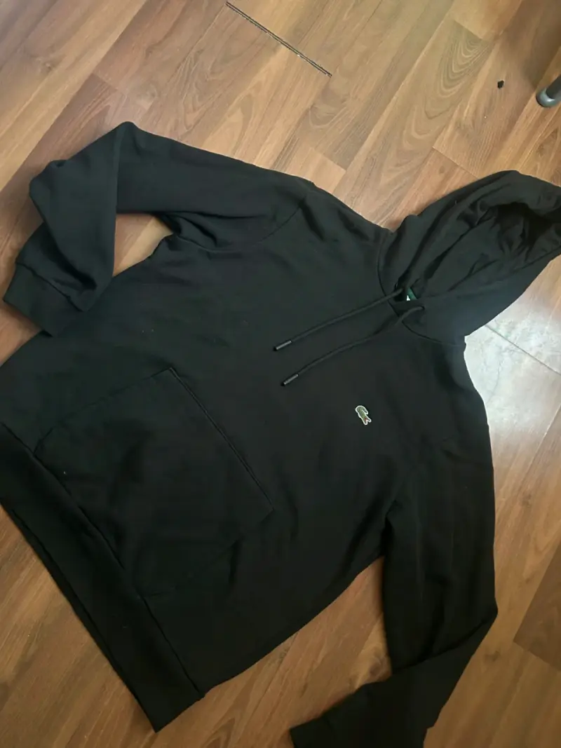 Polerón con capucha negro Lacoste original - 3