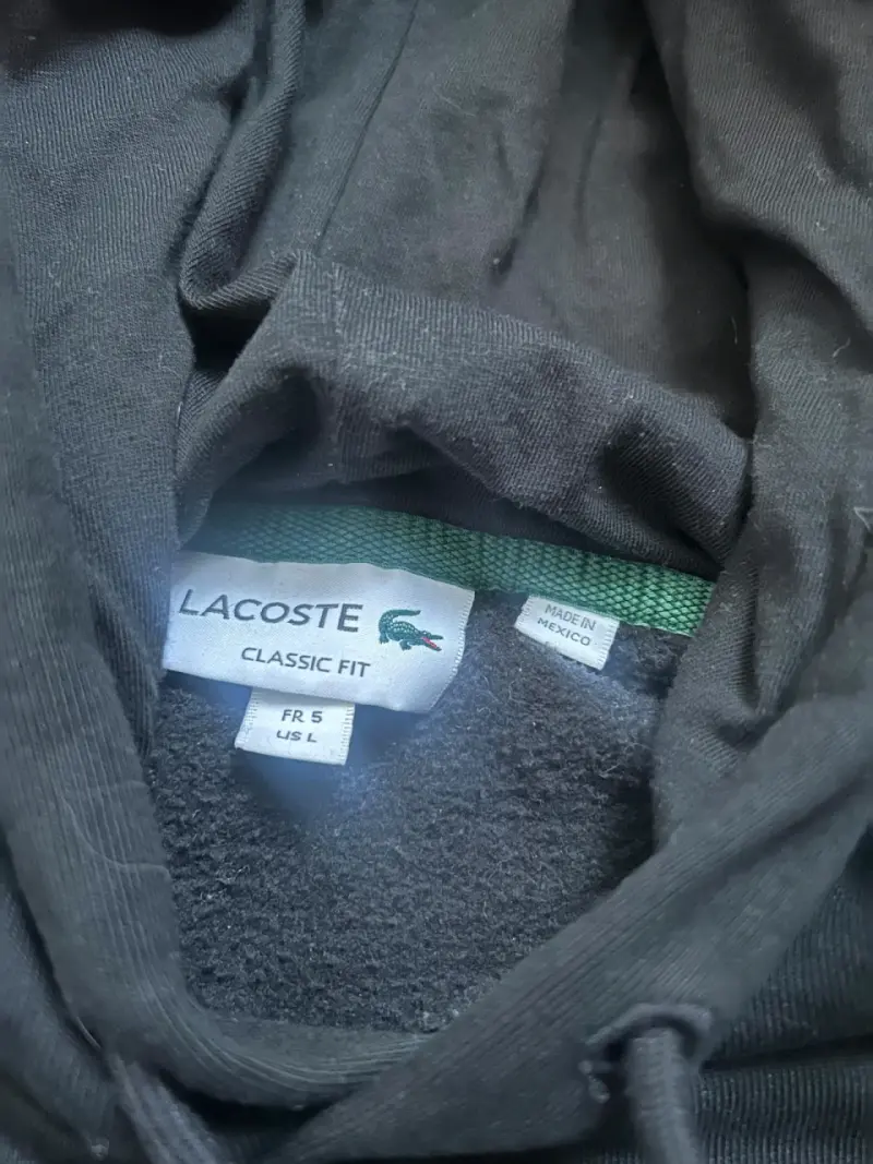 Polerón con capucha negro Lacoste original - 4