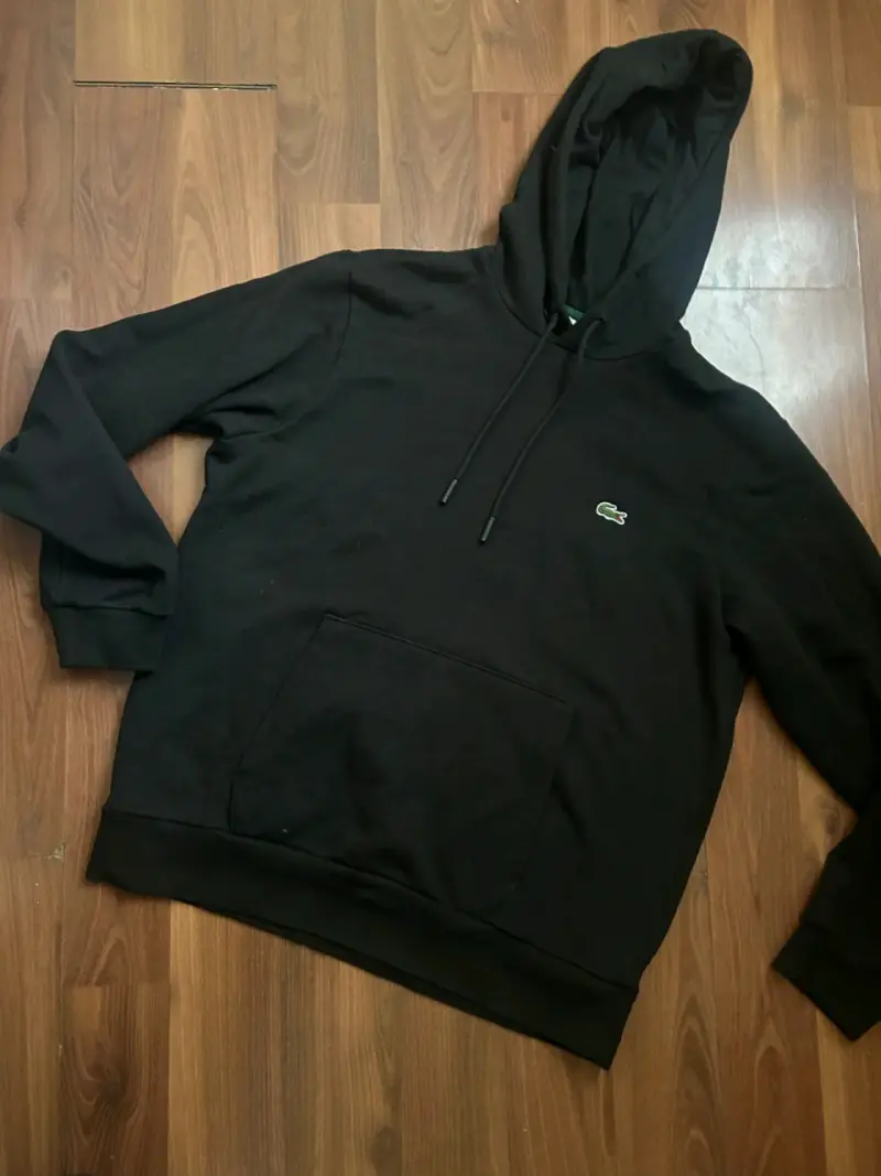 Polerón con capucha negro Lacoste original - 5