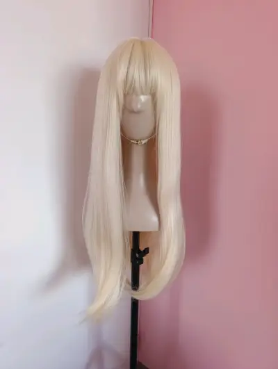 Peluca larga rubia con flequillo NUEVA - miniatura 1