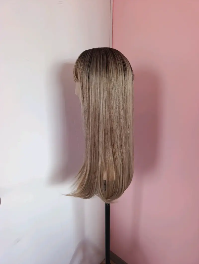 Peluca larga rubia degrade con flequillo - 3