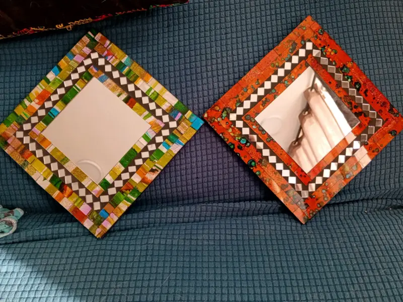 Espejo decorativo con marco de mosaico colorido - 6
