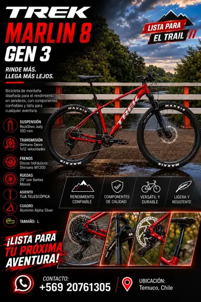 Bicicleta de Montaña Trek Marlin 8 Gen 3 Roja 29’ - miniatura 1