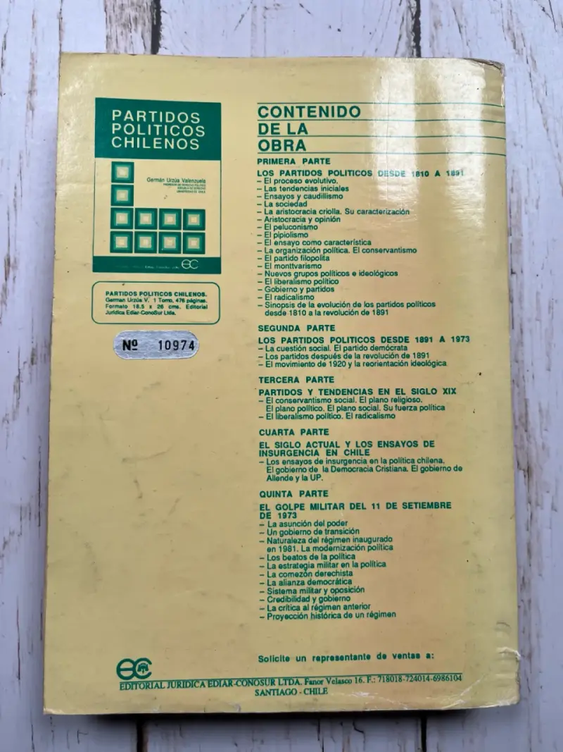 Libro Partidos Políticos Chilenos de Germán Urzúa - 2