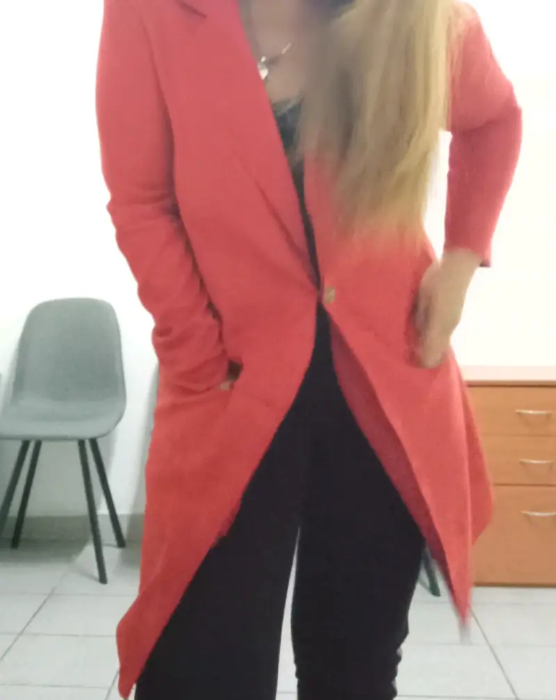 Abrigo largo rojo para mujer - 3