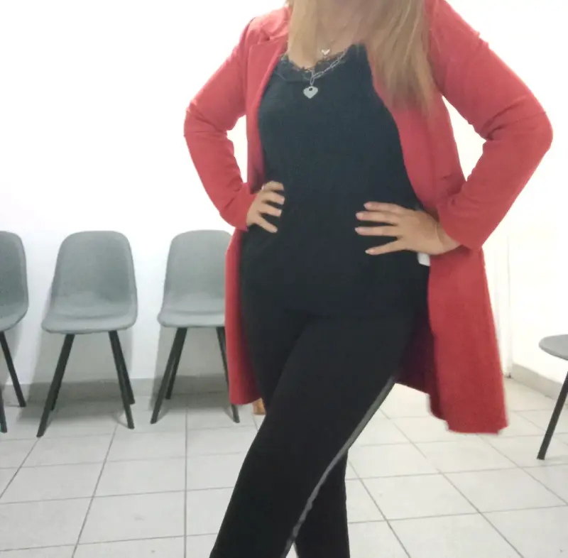 Abrigo largo rojo para mujer - 4