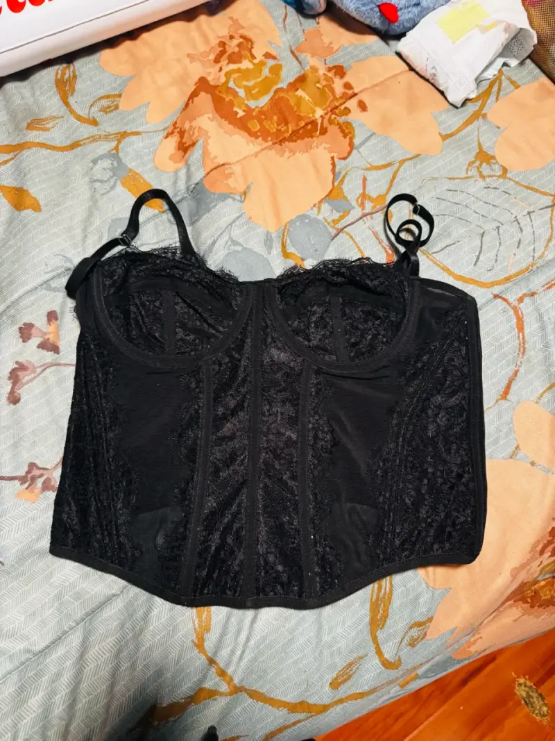 Corset de encaje verde y negro para mujer - 2