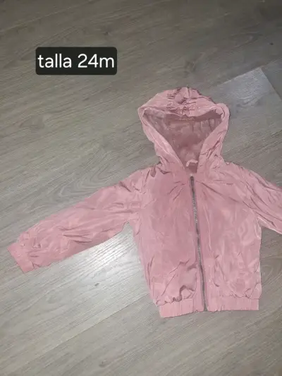 Chaqueta impermeable rosada para niña talla 24M - miniatura 1