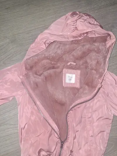 Chaqueta impermeable rosada para niña talla 24M - miniatura 3