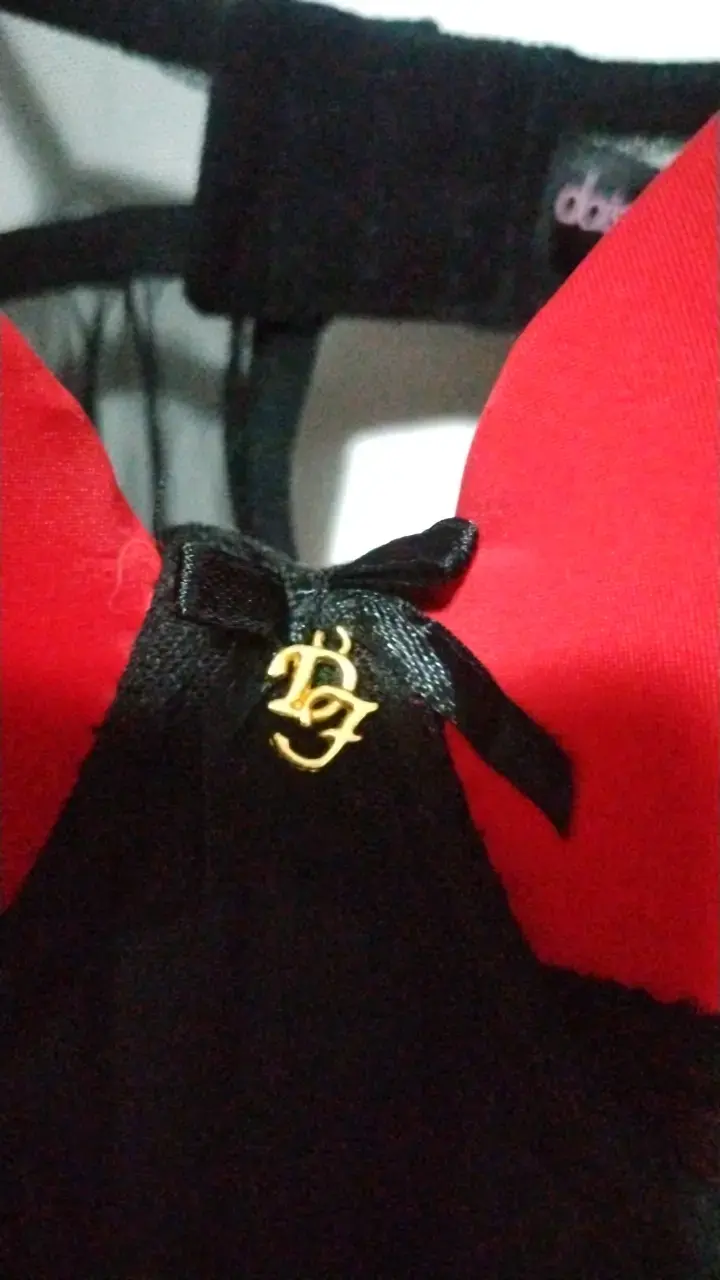 Baby doll negro con encaje rojo - 3