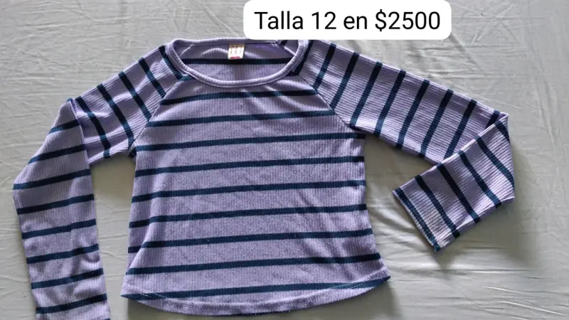 Polera rayada para niña talla 12 - 1