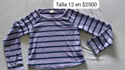 Polera rayada para niña talla 12 - miniatura 1